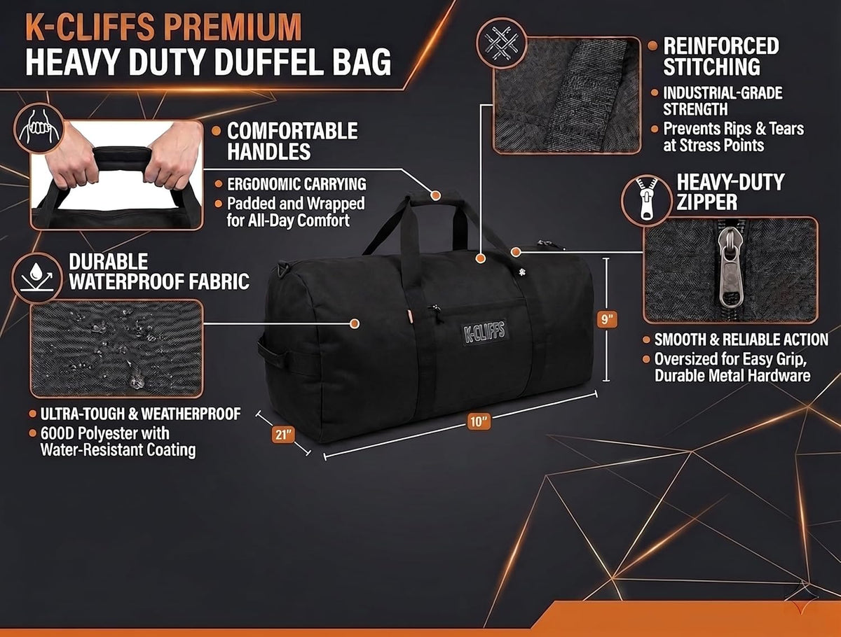 Heavy-Duty Large Cargo Duffel Bag for Sports Gear, Drum Sets, and Travel Equipment with Rooftop Rack Compatibility